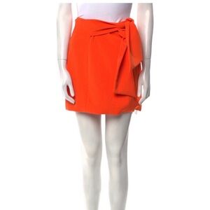 Alice + Olivia Monarch Orange Wrap Mini Skirt